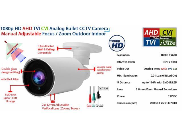 Evertech 16 Pcs 1080P HD TVI AHD CVI Day Night Vision Indoor Outdoor CCTV Bullet Security Camera