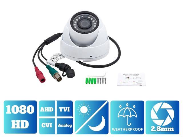 Evertech 1080p HD-TVI/AHD/CVI/Analog Day and Night Vision Outdoor Indoor Security Camera 2.8mm Wide Angle White Metal Casing CCTV Camera