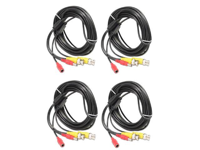 Evertech 25ft Black BNC Video Power Cable Security Camera Wire Cord for CCTV DVR Surveillance System ( 4 Pack )