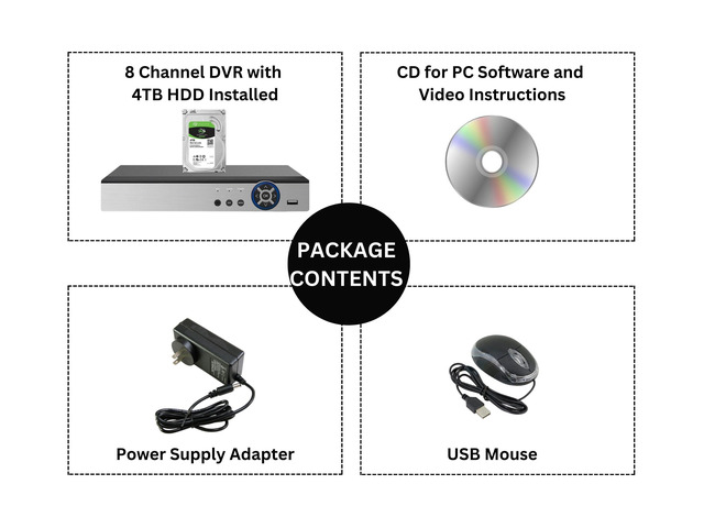 Evertech 8 Channel H.265 Security DVR with 4TB Hard Drive HD AHD TVI CVI Analog Home Office Standalone CCTV Surveillance Digital Video Recorder
