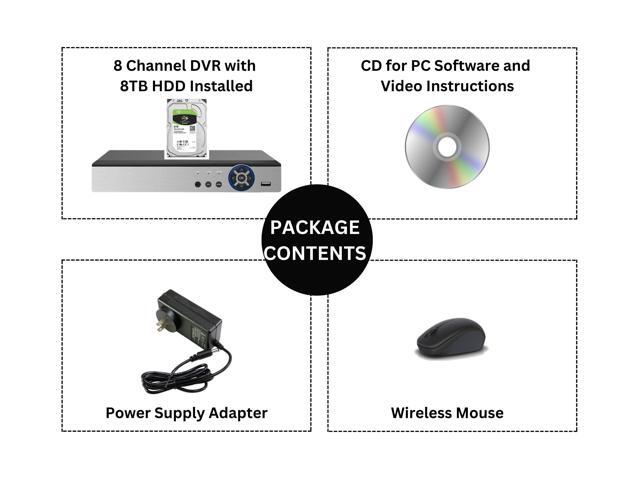 Evertech HD H.265 8 Channel Hybrid DVR Security Recorder with 8TB Hard Drive, Compatible with AHD/TVI/CVI/Analog Cameras