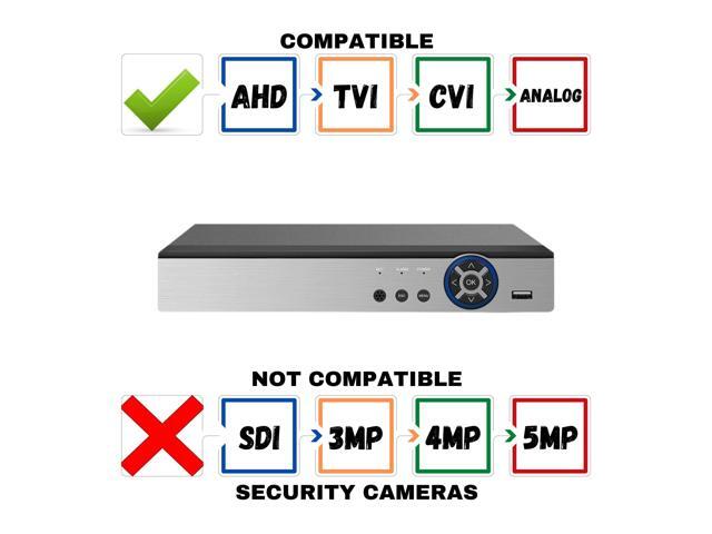 Evertech HD H.265 8 Channel Hybrid DVR Security Recorder with 8TB Hard Drive, Compatible with AHD/TVI/CVI/Analog Cameras