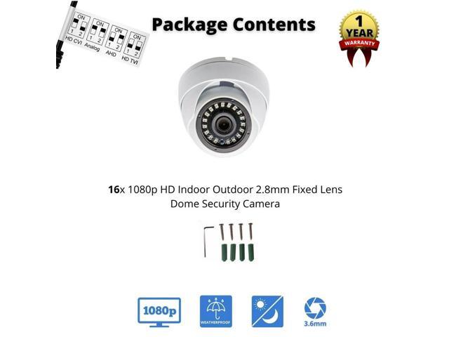 Evertech 1080P HD Dome Security Camera Indoor Outdoor Surveillance Night Vision Waterproof Wide Angle 4in1 Compatible with AHD TVI CVI Analog (16...