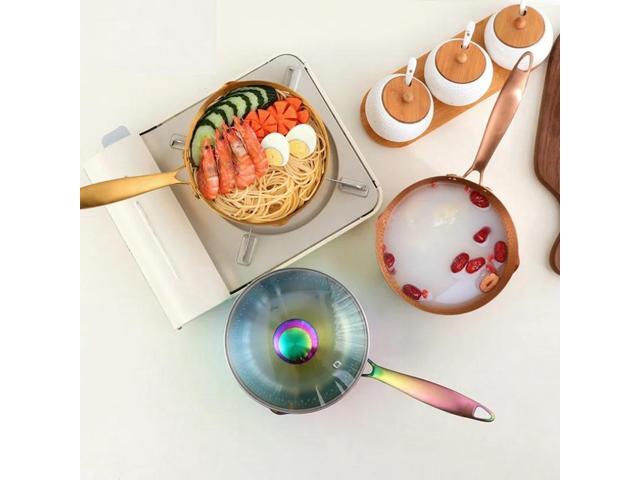 Anygleam Stock Pot Silver Non-Stick Stainless Steel Kitchen Snow Pan Noodle Soup with Lid Cooker Universal Cookware