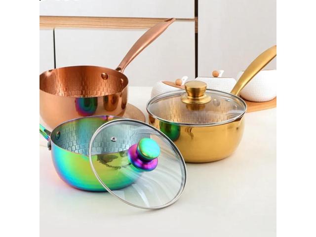 Anygleam Stock Pot Silver Non-Stick Stainless Steel Kitchen Snow Pan Noodle Soup with Lid Cooker Universal Cookware