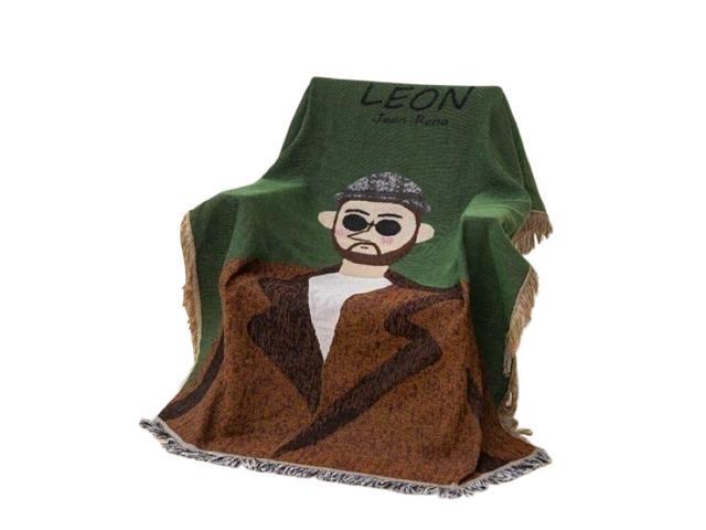 Anyhouz Throw Blanket Brown Faux Style 2 Cashmere Sofa Cover Human Cartoons Tassel130*180cm