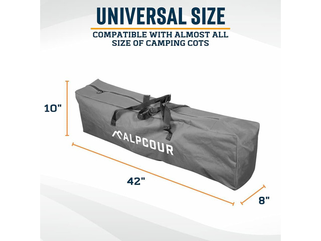 Alpcour Camping Cot Bag for Outdoor Camping, Travel and Beach 42 Inch Heavy Duty Polyester Fabric Replacement Bag Fits Most Cots & Chairs ...