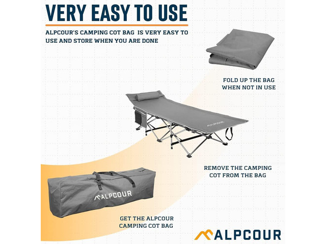 Alpcour Camping Cot Bag for Outdoor Camping, Travel and Beach 42 Inch Heavy Duty Polyester Fabric Replacement Bag Fits Most Cots & Chairs ...