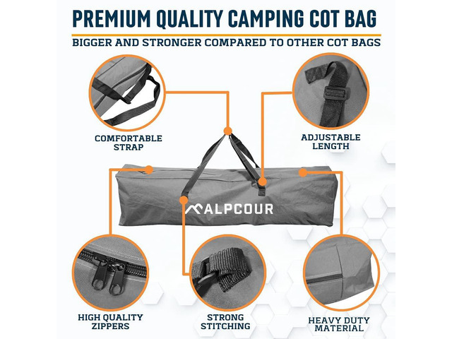 Alpcour Camping Cot Bag for Outdoor Camping, Travel and Beach 42 Inch Heavy Duty Polyester Fabric Replacement Bag Fits Most Cots & Chairs ...