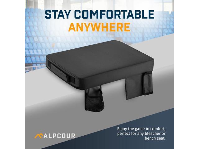 Alpcour Portable Extra Thick Heated Stadium Seat Cushion Bleacher Cushion with Side Pocket, Cup Holder, Waterproof, Anti-Slip, and Straps Perfect...