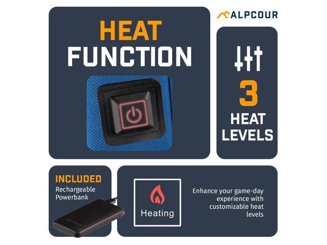 Alpcour Portable Extra Thick Heated Stadium Seat Cushion Bleacher Cushion with Side Pocket, Cup Holder, Waterproof, Anti-Slip, and Straps Perfect...