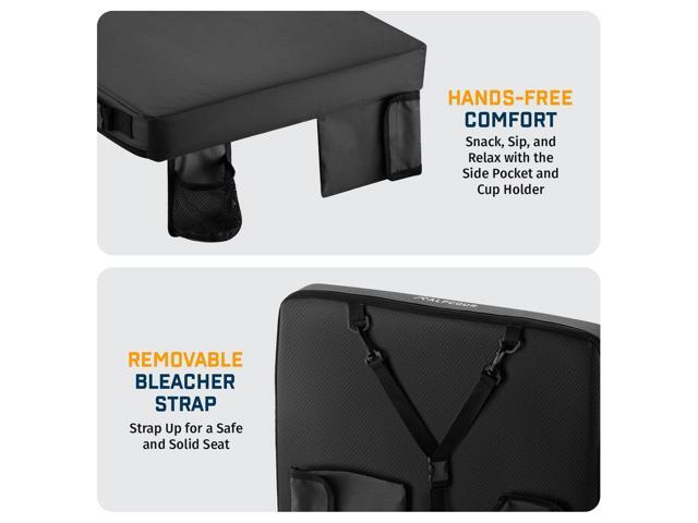 Alpcour Portable Extra Thick Heated Stadium Seat Cushion Bleacher Cushion with Side Pocket, Cup Holder, Waterproof, Anti-Slip, and Straps Perfect...