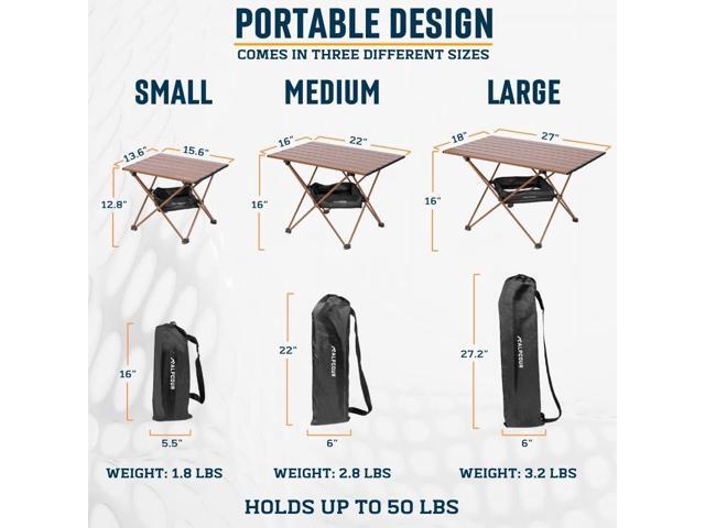 Alpcour Portable Camping Table Lightweight, Compact Folding Side Table in a Bag with Aluminum Top & Heavy Duty Hinge for Easy Travel & Storage ...