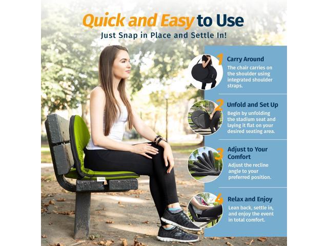 Alpcour Folding Stadium Seat Deluxe Outdoor Camping Reclining Waterproof Cushion Chair for Bleachers Best 6-Position Back Support Picnic Bleacher...