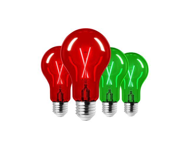 Photos - Light Bulb EDISHINE 4 Pack Red & Green  Outdoor, 8W A19 LED , Dim
