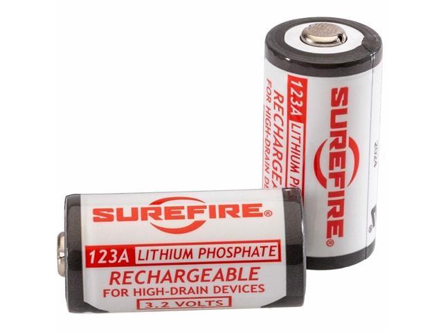 Surefire 123A 450mAh 3.2V Rechargeable Batteries with Charger SFLFP123-KIT