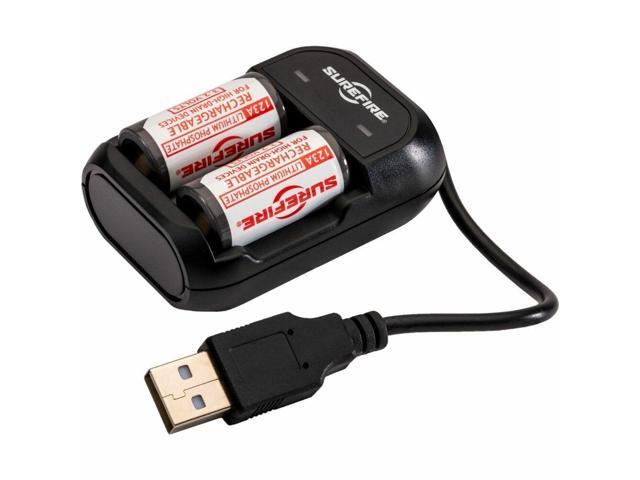Surefire 123A 450mAh 3.2V Rechargeable Batteries with Charger SFLFP123-KIT