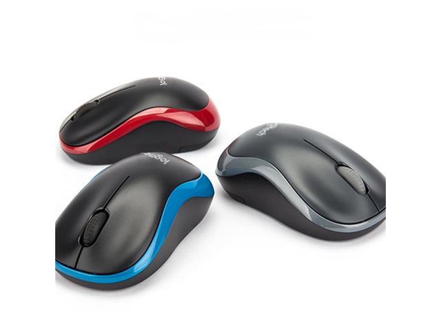 Logitech M186 Mouse Wireless Mouse Office Mouse, Symmetric Mouse Black with BLUE Trim with Wireless 2.4G Receiver, 1000dpi, 3buttons,for Windows...