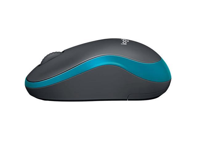 Logitech M186 Mouse Wireless Mouse Office Mouse, Symmetric Mouse Black with BLUE Trim with Wireless 2.4G Receiver, 1000dpi, 3buttons,for Windows...