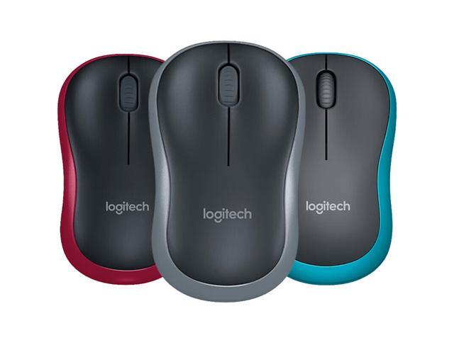 Logitech M186 Mouse Wireless Mouse Office Mouse, Symmetric Mouse Black with BLUE Trim with Wireless 2.4G Receiver, 1000dpi, 3buttons,for Windows...