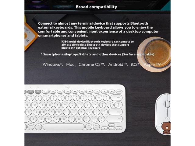 Logitech K380 wireless Bluetooth Keyboard for MAC, Silent, Multi-Device Stylish, Chocolate Keys, for macOS 10.15/iOS 14 /iPadOS 14 /Android...