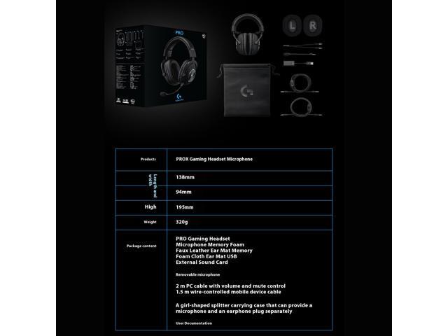 Logitech GPROX Pro Player Gaming Wired Headset with Microphone, 7.1 surround sound, Blue VOICE broadcast filter, External USB sound card,PRO-G...