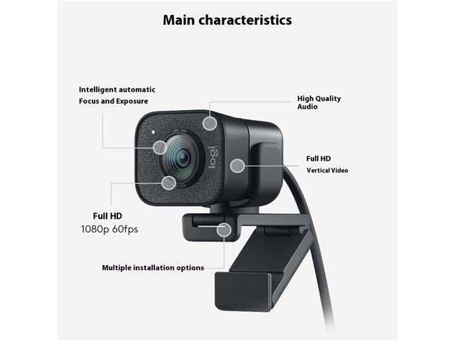 Logitech STREAMCAM Wired HD Webcam, 60 fps /1080p Live Streaming Camera, Auto Light Correction, Auto Focus, f/2.0 - Focal length 3.7 mm, 78°,...