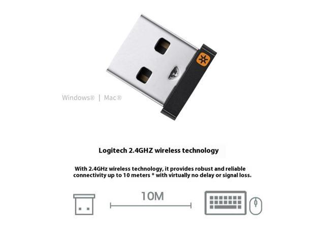 Logitech USB Unifying receiver, 6 compatible keyboards and mice to a single computer, for Windows 10,11 or later,and macOS 10.10 or later, black