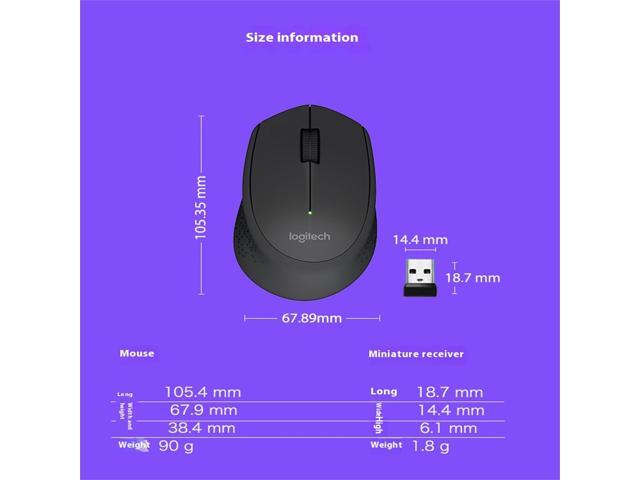 Logitech M275 Wireless Mouse, Office home Mouse Symmetric Mouse with Wireless Micro Receiver, 1000dpi, for Windows 7 or later/macOS 10.11 or...