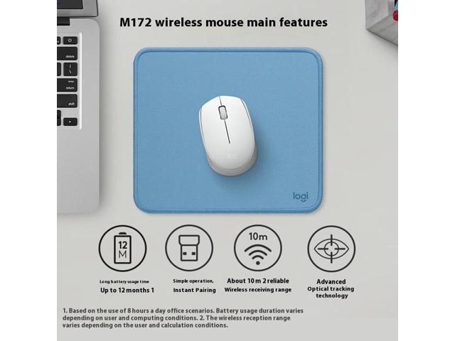 Logitech M172 Wireless Mouse, Office Home Symmetrical Mouse with Wireless Micro Receiver, Full Size, Clean Design, 1000dpi, 3 Buttons, For Windows...