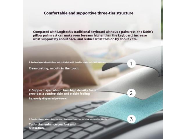 Logitech ERGO K860 Wireless Ergonomic Qwerty Keyboard - Split Keyboard, for business,Wrist Rest, Natural Typing, Stain-Resistant Fabric, Bluetooth...