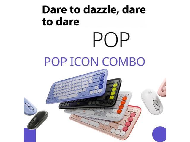 Logitech POP Icon Combo Wireless Bluetooth Keyboard and Mouse Set, Padded Palm Rest, Wave for Windows/macOS/USB/ChromeOS/Linux, White
