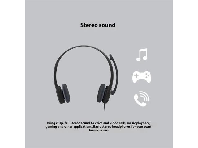Logitech H151 Wired Headset, Analog Stereo Headphones with Rotating Noise-Cancelling Microphone, 3.5 mm Audio Jack, In-Line Controls,...