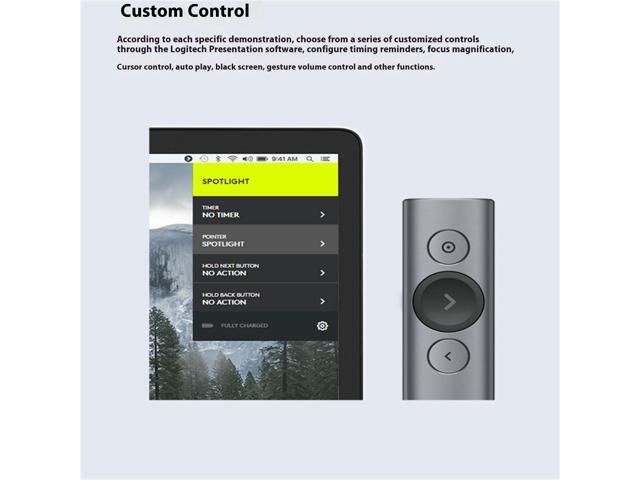 Logitech Spotlight Premium Wireless Bluetooth Presenter, Digital Pointer,3D Accelerometer and Gyroscope, 30 Meter, LED, for Windows/macOS...