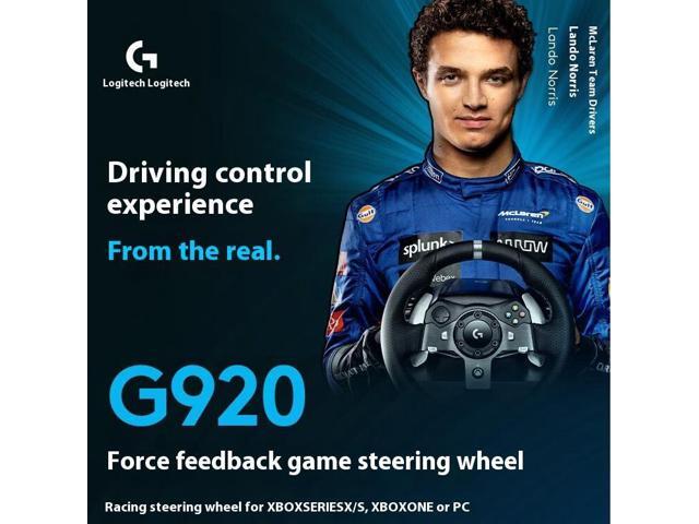Logitech G920 Gaming Steering Wheel, 900 Degrees of Rotation, Dual Motor Force Feedback Technology, Patented Non-Slip System, Non-Linear Brake...