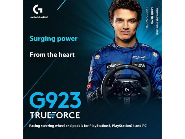 Logitech G923 Gaming Steering Wheel for PC, Rotates 900 Degrees, Dual Motor Force Feedback Technology, Dual Motors for TRUEFORCE, Thermal...