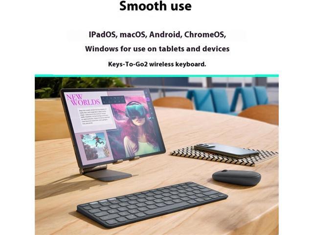 Logitech KEYS-TO-GO 2 Wireless Mechanical Keyboard - Office Keyboard - Slim Design, Dwarf Shaft, Bluetooth Connectivity, Built-in Protective Cover,...