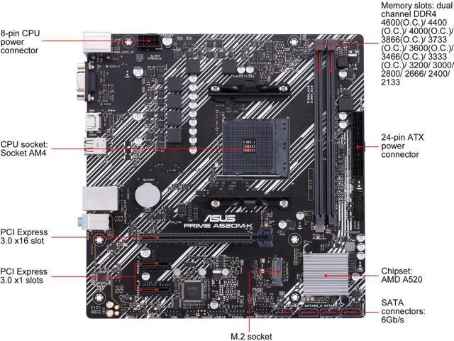 ASUS PRIME A520M-K AM4 AMD A520 Micro ATX AMD Motherboard