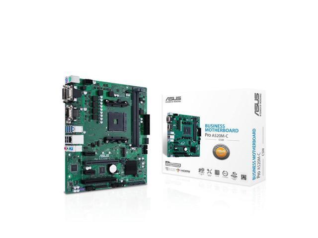 ASUS PRO A520M-C/CSM business Motherboard - AMD Chipset - Micro ATX - AMD AM4 socket supports AMD Ryzen 5000 series/5000 G series/4000 G...