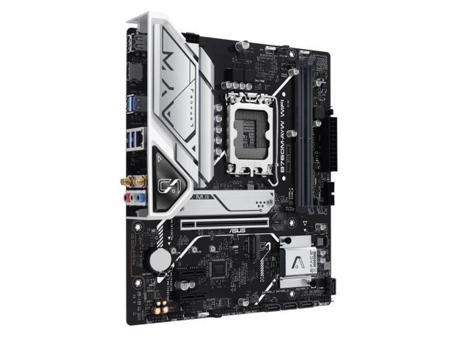 ASUS B760M-AYW WIFI, Intel B760 LGA 1700 mATX motherboard, PCIe 4.0, PCIe 4.0 M.2 slots, DDR5, Realtek 2.5Gb Ethernet, WiFi 6, HDMI, SATA 6 Gbps,...