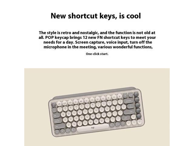 Logitech POP Keys & Mouse Wireless Bundle (Smokey White) - Dual Mode Connectivity, Silent Touch Technology, 87-Key Compact Layout