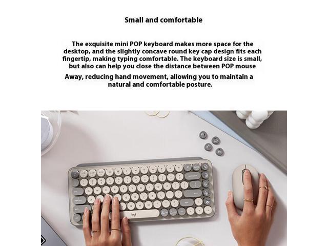 Logitech POP Keys & Mouse Wireless Bundle (Smokey White) - Dual Mode Connectivity, Silent Touch Technology, 87-Key Compact Layout