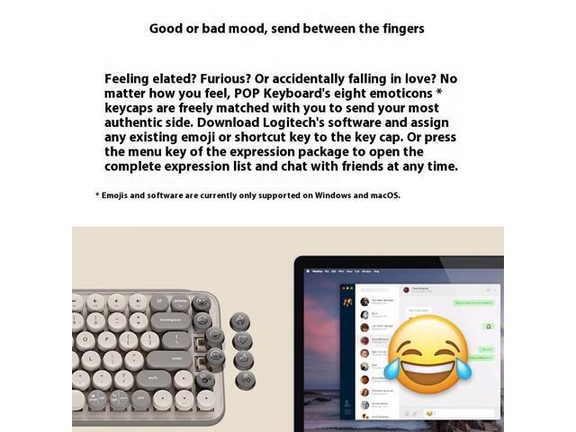 Logitech POP Keys & Mouse Wireless Bundle (Smokey White) - Dual Mode Connectivity, Silent Touch Technology, 87-Key Compact Layout
