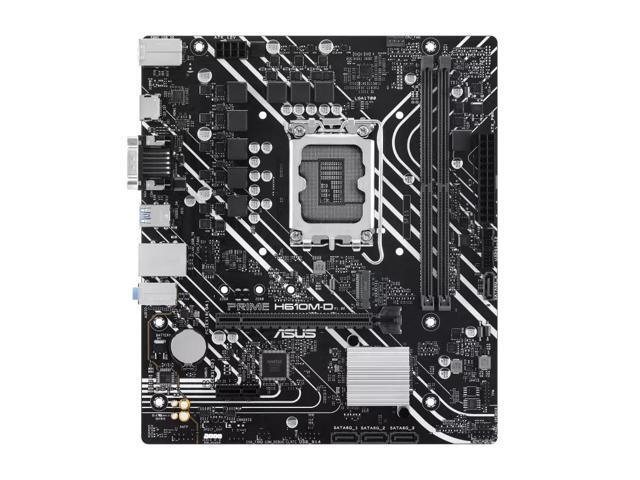 ASUS PRIME H610M-D Intel H610 (LGA 1700) micro-ATX motherboard, DDR5, PCIe 4.0, M.2 slot, Realtek 1 Gb Ethernet, HDMI, VGA, USB 3.2 Gen 1, SATA 6...