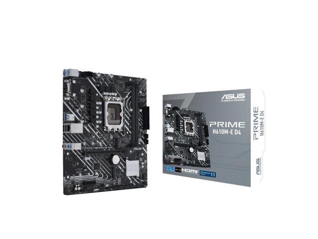 ASUS PRIME H610M-E D4 Intel H610 (LGA 1700) micro ATX motherboard PCIe 4.0, dual M.2 slots up to 32Gbps,D-Sub, USB 3.2 Gen 1 Type-A, SATA 6 Gbps,...