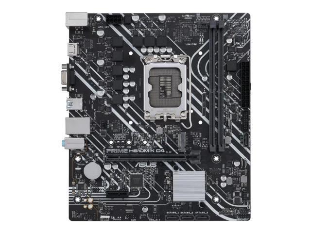 ASUS PRIME H610M-K D4 Intel H610 (LGA 1700) mic-ATX motherboard, DDR4, PCIe 4.0, M.2 slot, Realtek 1 Gb Ethernet, HDMI/D-Sub, USB 3.2 Gen 1 ports,...