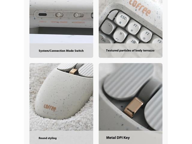 LOFREE EP115 Terrazzo Wireless Bluetooth Mouse - Dual Mode (Bluetooth/2.4G), Silent Click, Ultra-Long Battery Life, Multi-OS Compatible for Laptop,...