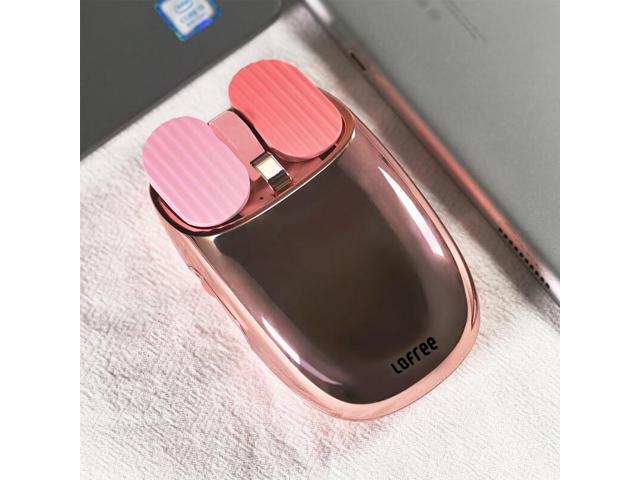 LOFREE Rose Gold Potato Chip Mouse - Wireless Bluetooth 2.4G, Multi-Gesture Support, Rechargeable, Multi-System Compatible for Office, PC, Mac, Laptop