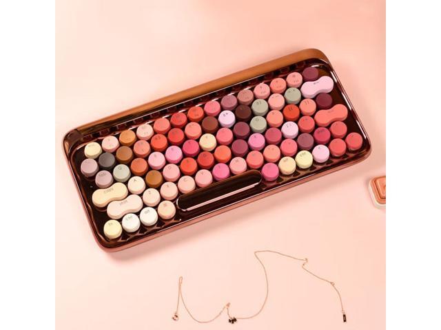 LOFREE Dot Round Bluetooth Mechanical Keyboard Retro Stylish Wireless Keyboard for Laptop/iPad/PC/Phone (Rose Gold + Travel Pouch) Multi-System...
