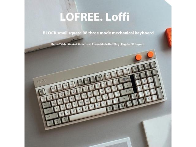 LOFREE Cubic 98-Key 3-Mode Hot Swappable Mechanical Keyboard - Slab Mount, PBT Keycaps, Rotary Knobs, Visual Status Panel, Multi-Device (5...